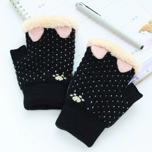 Зимние милые трикотажные перчатки, в корейском стиле