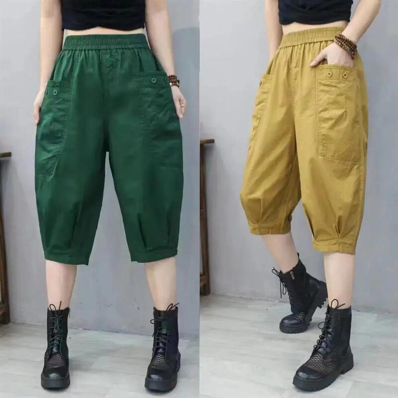 Summer Thin Casual Fashion Shorts for Women, Loose Five-Seven Quarter Pants, Petite Slimming High-Waisted Harem Pants, Trendy