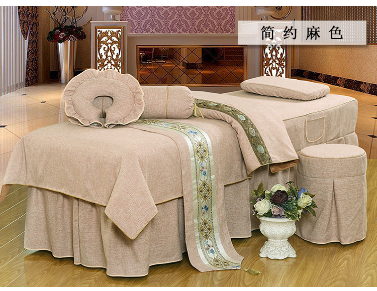 Làm đẹp trải giường bốn bộ có thể tùy chỉnh đơn giản cao cấp vật lý trị liệu massage giường trải giường thẩm mỹ châu Âu với phiên bản Hàn Quốc - Trang bị tấm ga trai giuong cho spa