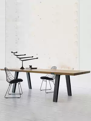 Solid wood conference table long table simple modern negotiation tea table and chair combination Workbench large board table log desk