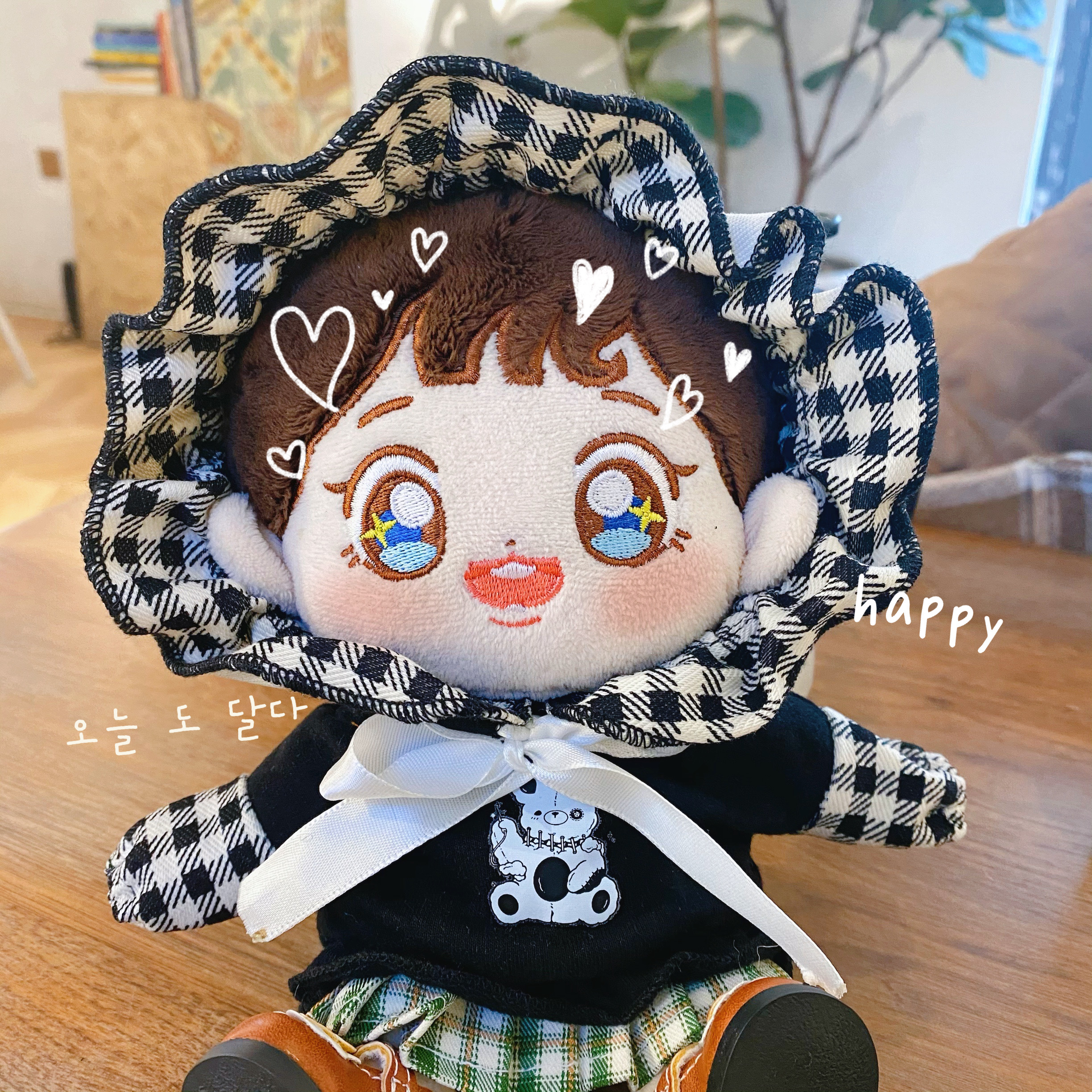 Black Sweet Bear20cm Sweet cool younger sister paragraph black sweet Secret Service cotton doll doll Sweater 20cm doll Sweater