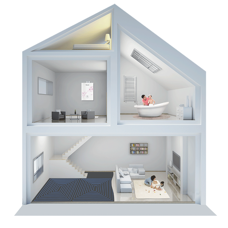 Rinnai heating floor heating radiator water heating wall heating exposed and concealed triple pump water distributor wall-mounted boiler