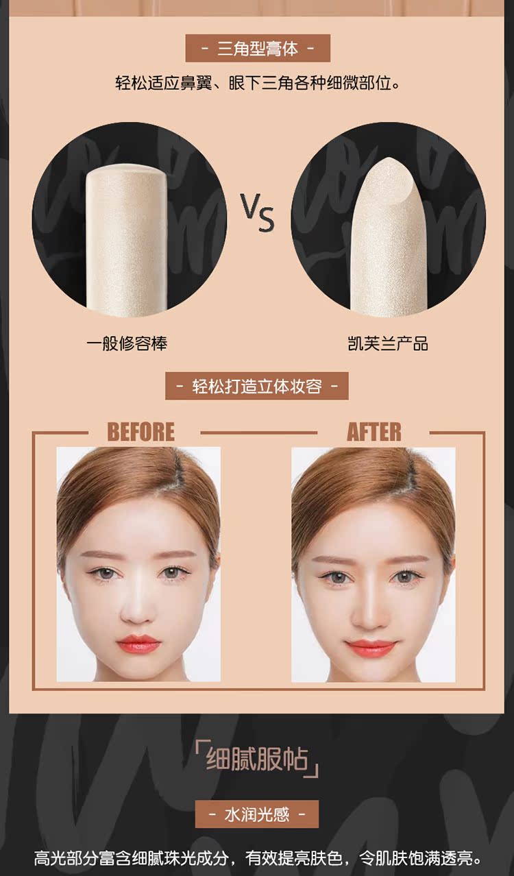 Kefran độ nét cao đa tác dụng sửa chữa năng lực đôi đầu cao ánh sáng kép sử dụng kết hợp bút đánh bóng mũi sáng phấn bắt sáng highlight