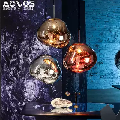 Nordic net celebrity single-head bar chandelier Designer creative simple bedroom bed dining room Cafe lava lamp