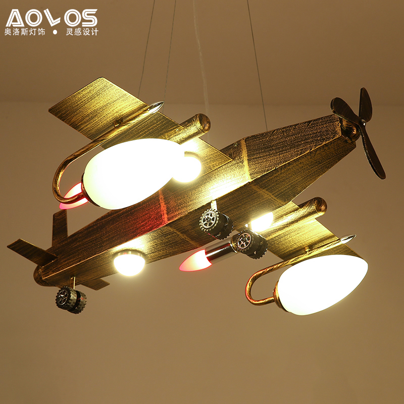 Industrial style retro chandelier personality creative Internet café bar café restaurant clothing store bedroom wrought iron airplane lights