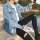 INS siêu cháy thương hiệu retro denim jacket port gió lỗ lỏng áo sơ mi nam denim áo khoác nam áo khoác đại bàng