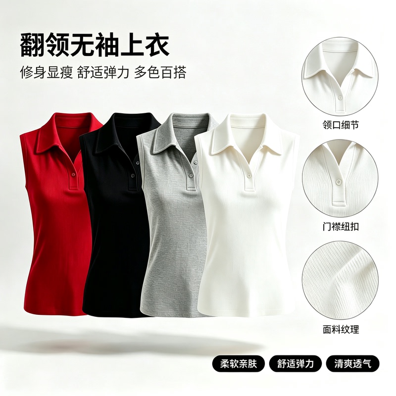 Summer New Style Polo Collar Sleeveless Vest for Women, Soft and Breathable, Slim Fit, Versatile for Commuting, Lapel Top Summer New Style Polo Collar Sleeveless Vest for Women, Soft and Breathable, Slim Fit, Versatile for Commuting, Lapel Top
