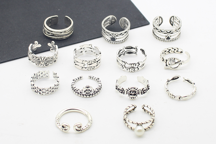 S925 sterling bạc nhẫn nữ Nhật Bản và Hàn Quốc hipster sinh viên tính cách chặt chẽ ngón tay nhẫn lạnh gió lưới đỏ đuôi thủy triều nam nhẫn chrome heart