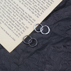S925 sterling silver geometric polygon cold wind earrings ear buckle female wild temperament net red hiphop personality ear ring