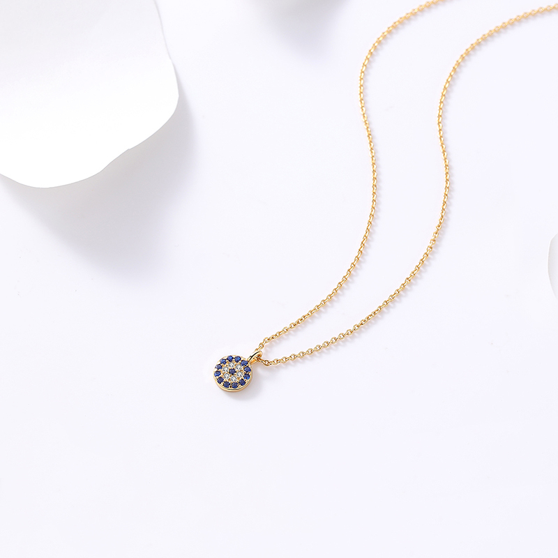 S925 silver Turkish devil's eye necklace woman retro small and delicate blue eyes pendant lock bone chain to send girlfriend