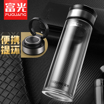 Fulight glass single-layer portable handle double thick water cup high-grade mens business car transparent tea cup