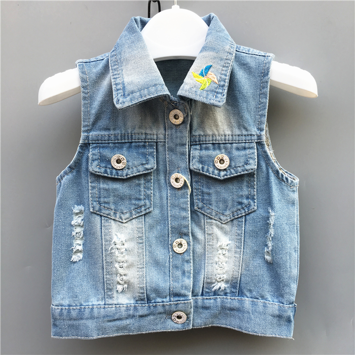 Trẻ em denim vest của phụ nữ vest 2018 mới của Hàn Quốc phiên bản của mùa xuân và mùa thu áo nam bé công chúa vest vest con