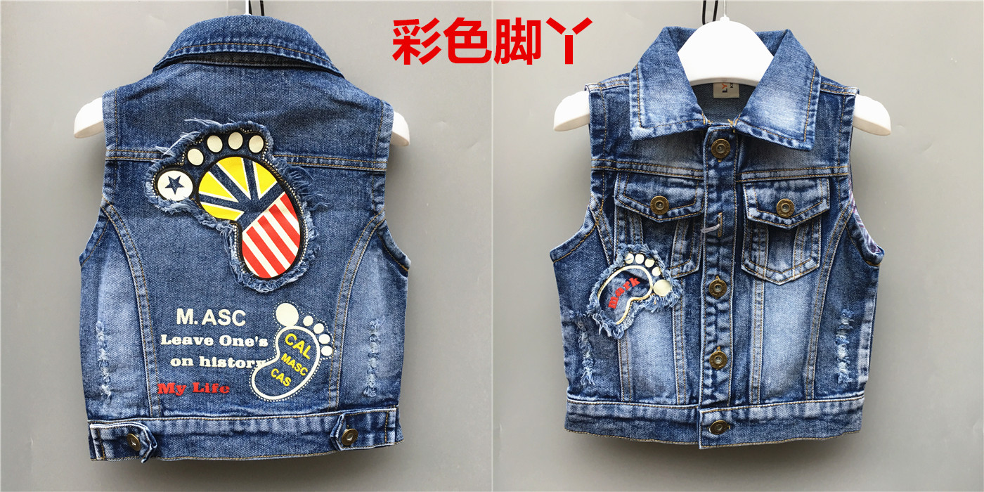 Trẻ em denim vest của phụ nữ vest 2018 mới của Hàn Quốc phiên bản của mùa xuân và mùa thu áo nam bé công chúa vest vest con