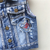 Áo vest nam mùa xuân và mùa thu denim bé gái mùa xuân và mùa thu 2 áo 3 trẻ em 4 phiên bản Hàn Quốc phần mỏng 7 tuổi 5 áo vest vai thủy triều 6 áo gile cho bé lịch lãm đáng yêu Áo ghi lê
