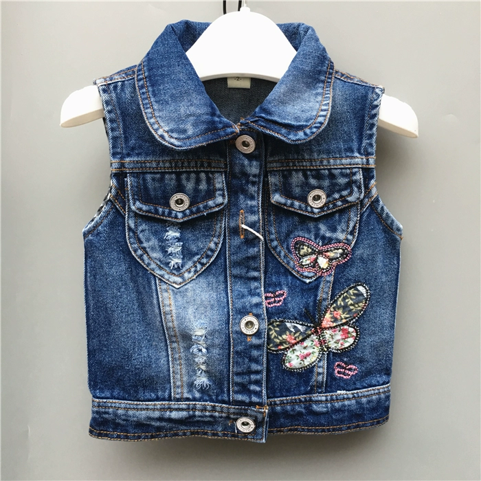 Áo vest denim bé gái 2020 áo vest bé gái mới giữa và trẻ nhỏ phong cách công chúa Áo ghi lê mỏng mùa xuân và mùa thu Hàn Quốc - Áo ghi lê