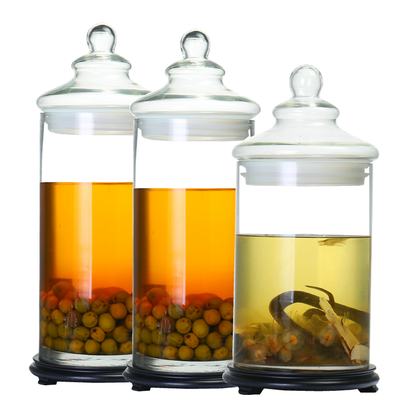 Large glass bottle extra large bubble wine straight tube ginseng deer antler snake wine bottle high length wine tank width 25cm 30 catties 50 catties