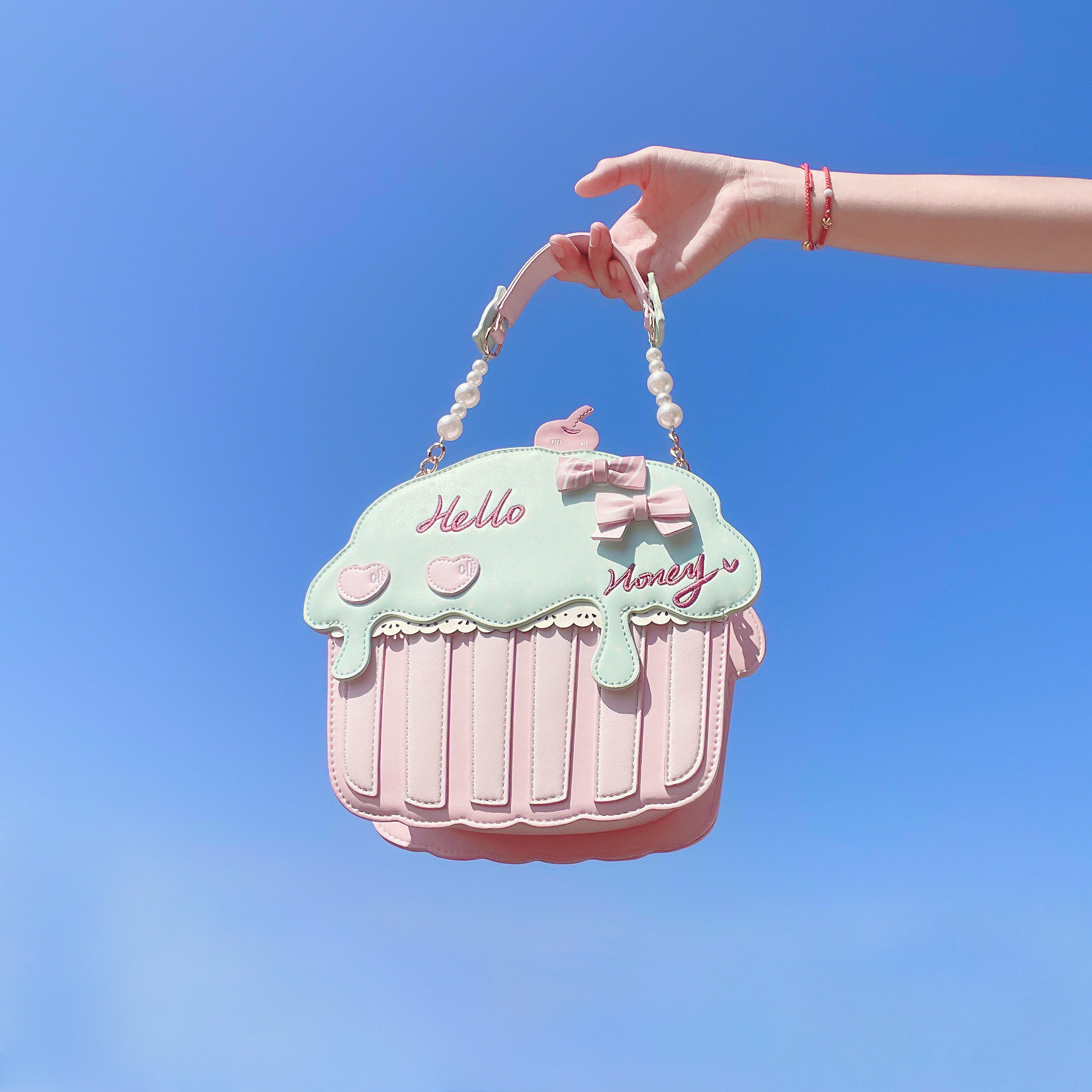Borsa A Tracolla A Forma Di Cupcake Lolita, Bianca, In Poliestere, Senza Marca - Foto 4