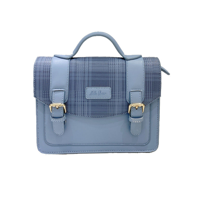 Milk tea bear * original design check Cambridge bag JK uniform bag versatile tofu small square bag one-shoulder cross-body bag