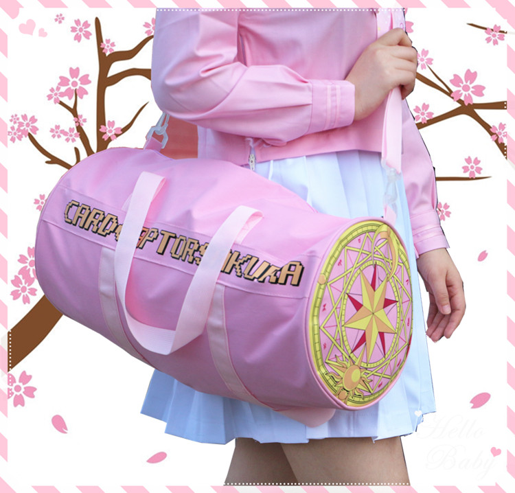 Gấu sữa trà * Túi đựng hành lý Sakura đa dạng Magic Array Anime Surrounding Girl Travel Bag Shoulder Messenger Bag túi du lịch kéo