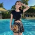 Áo tắm nữ nữ bảo thủ chia tay áo tắm 2018 mới thon gọn che bụng ngắn tay áo thể thao cỡ lớn áo tắm suối nước nóng - Bộ đồ bơi hai mảnh Bộ đồ bơi hai mảnh