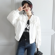 Casual wind White Lotus Leaf wooden ear baseball uniform women short 2021 Spring Autumn new casual jacket jacket