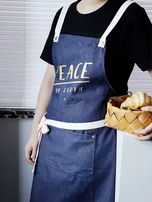 ins Nordic denim apron home simple Korean fashion kitchen personality girl men adult work clothes