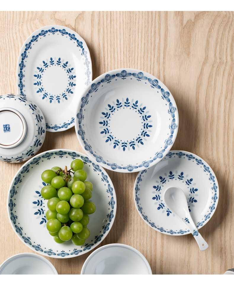 高級日本籐葉柄食器セットギフトボックスレトロ陶磁器下釉色お椀