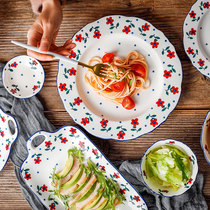 Hand-painted underglaze Japanese lace ceramic tableware household dish dish dish dish creative breakfast bowl