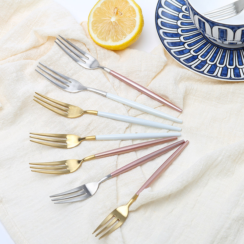 Multi-color fashion fruit fork suit 304 stainless steel home dessert creative cute fork European style cake fruit inserts