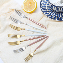 Multi-color fashion fruit fork set 304 stainless steel household dessert creative cute fork European cake fruit insert