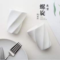 Fashion Spiral Bone Porcelain Cup Coffee Mug Minima Mug Ceramic Mark Cup Individuality Flower Tea Cup Home Café