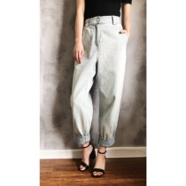 RUGOSAM classic washed light jeans women thin Harlem pants radish small feet straight wide legs