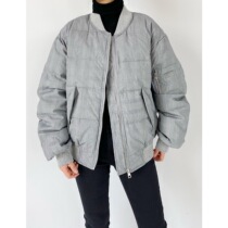 (Rugosa M) warm than boyfriend Gray dark check down jacket cotton jacket casual coat