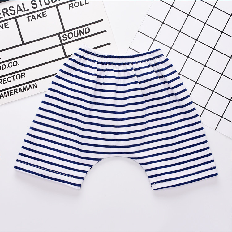 Summer boy big PP shorts striped thin woman baby pure cotton Harun pants with diaper pants children outside wearing small pants
