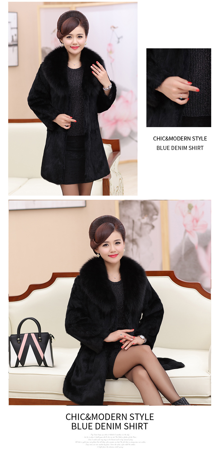 Fox fur collar rabbit fur áo khoác cỏ nữ coat phần dài mẹ mùa thu và mùa đông quần áo Haining fur chống mùa giải phóng mặt bằng khuyến mãi áo da lót lông cừu