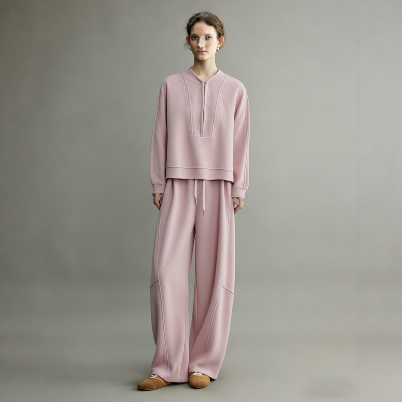 Pink Sports Suit for Women 2026 New Early Spring Complete Set Lazy Style Age-Reducing Outfit Sweatshirt Casual Two-Piece Set