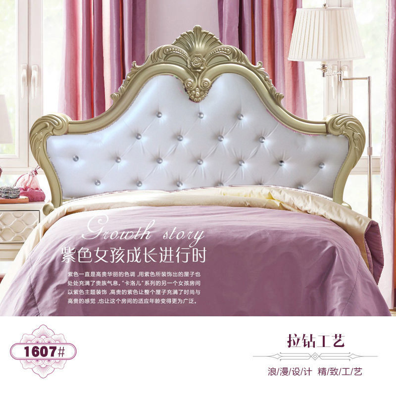 European-style bedside soft bag backboard leather art fabric paint mahogany black gold new princess style double single bedside