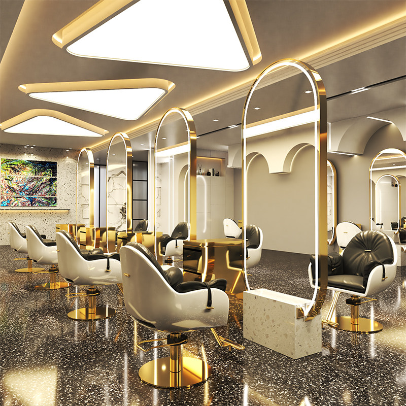 Net red barber shop single and double-sided mirror Hair salon mirror table Hair salon special floor-to-ceiling mirror with lights can be hung on the wall hair cut mirror