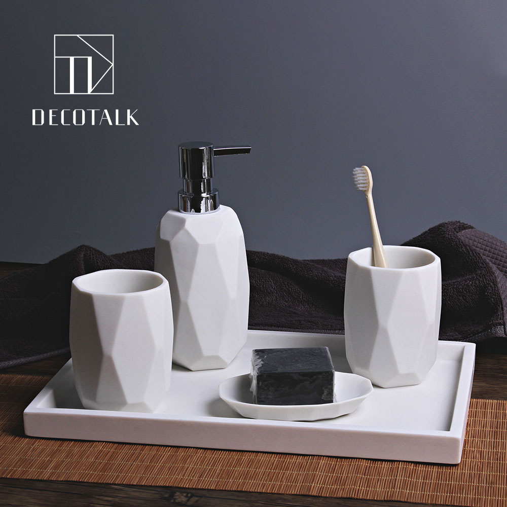 DecoTalk Sandstone Bathroom Four-Piece Bathroom Wash Set Designer Model Room Personality Accessories Ornaments