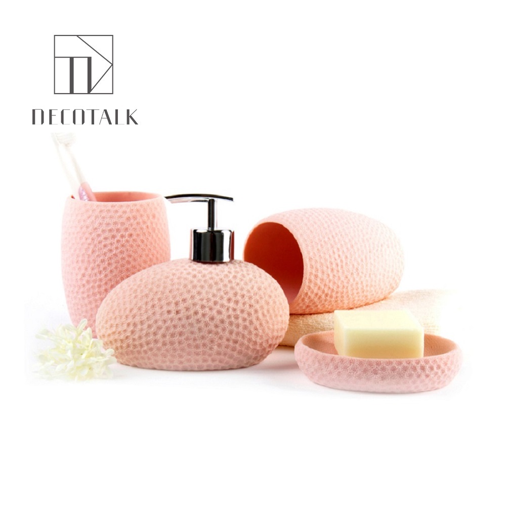 DecoTalk Resin Mediterranean Bathroom Kit Imitation Coral Home Four Sets Bathroom Wash