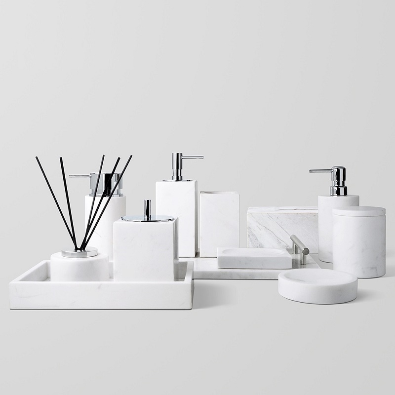 DecoTalk Marble Bathroom Kit Hand Wash Liquid Bottle Wash Swing Piece Light Lavish Board Room Bathroom