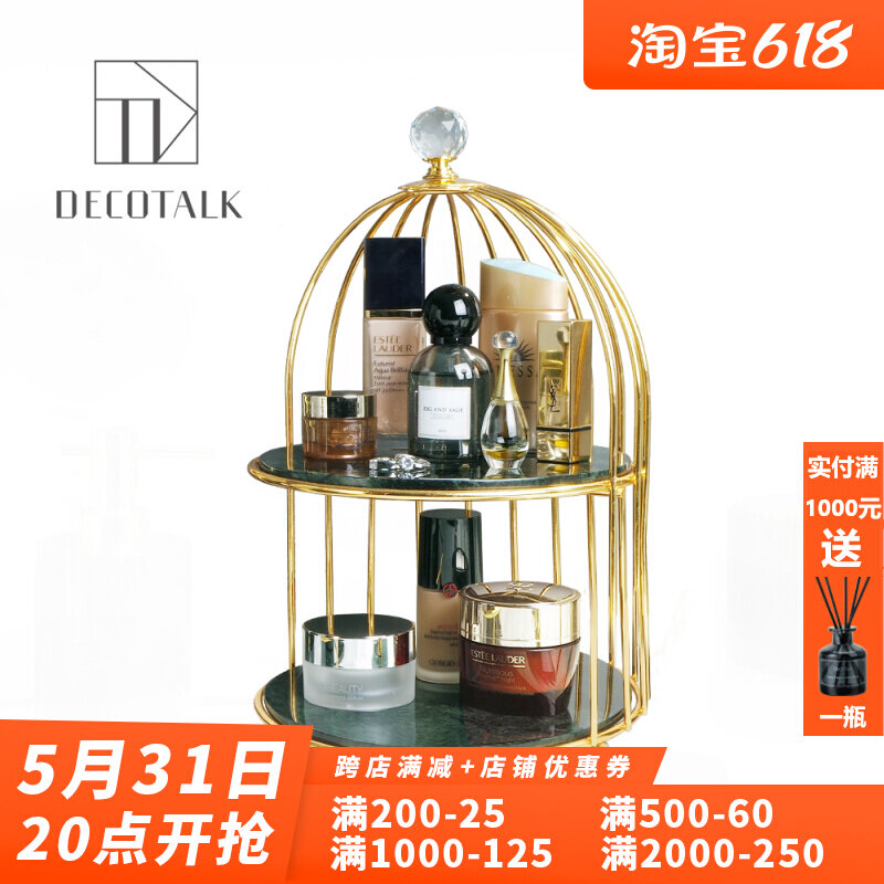 DecoTalk Marble Jewelry Pan Light Lavish Cosmetic Containing shelf Nordic-like Inter-board Makeup Bench Makeup mirror