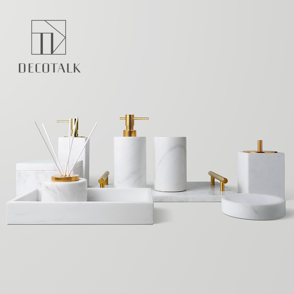 DecoTalk Jazz White Marble Bathroom Kit Nordic Bathroom Wash Swing Piece Light Lavish Interboard Accessories-Taobao