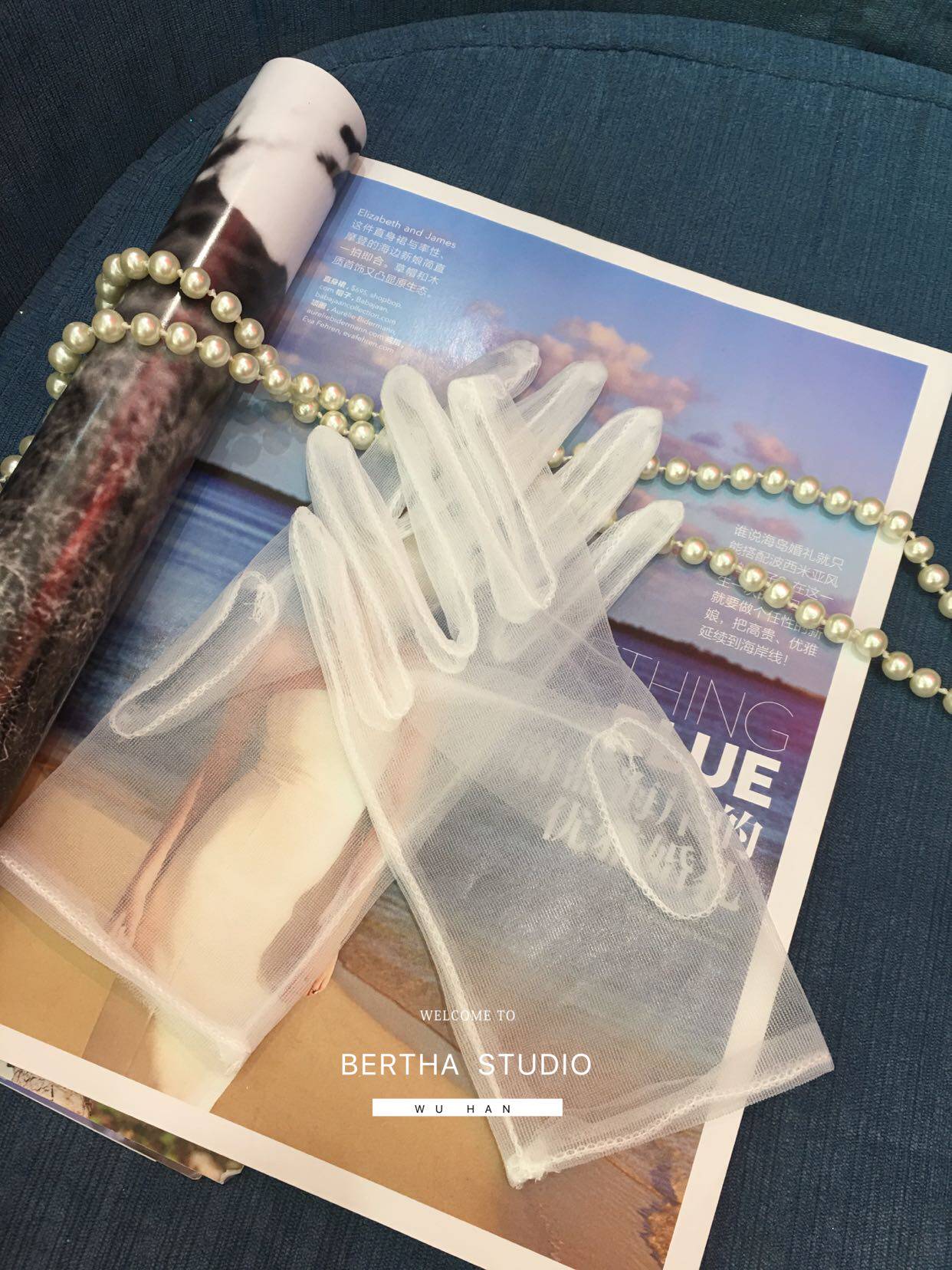 Bertha Crystal Retro Short Bridal Bridal Wedding Dress Gloves Photo Gallery Supplies Light And Thin Sunscreen Hot Sell