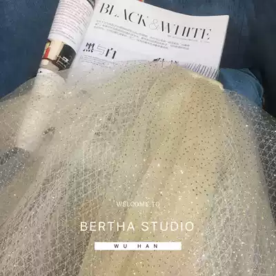 Bertha champagne gold small grid multi-layer bridal shape wedding veil travel photography Retro literature and art