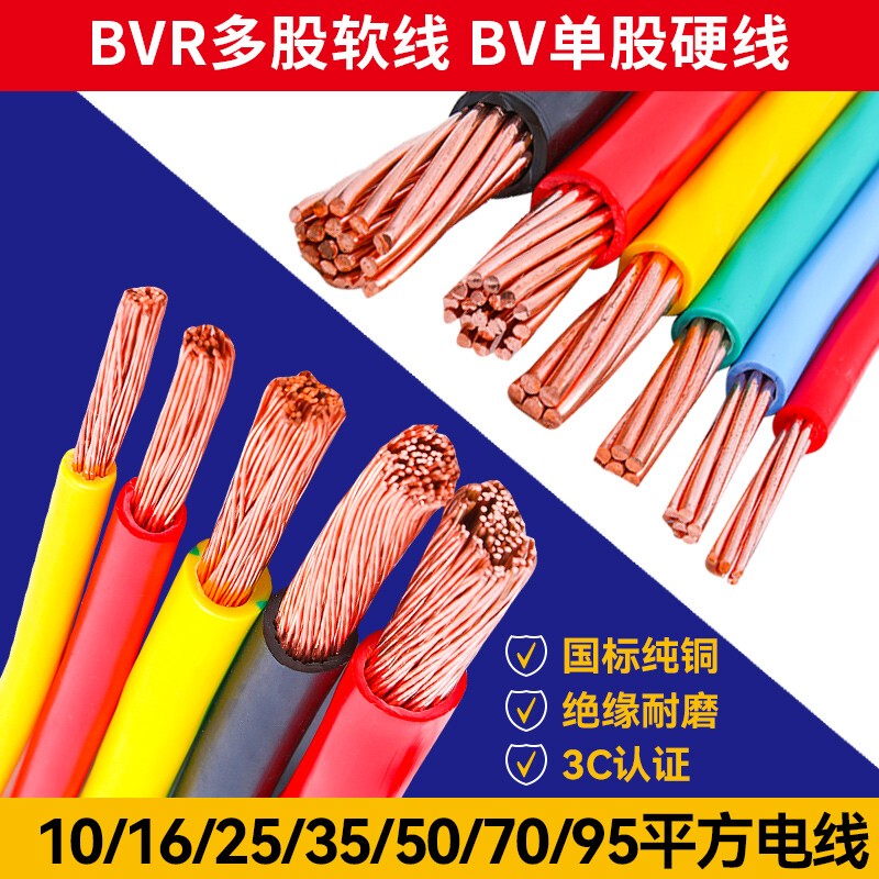 National Standard Bvr Pure Copper 1.5/2.5/4/6/10/16/25/50/70 Square 100m Flame-Retardant Multi-Strand Flexible Wire National Standard Bvr Pure Copper 1.5/2.5/4/6/10/16/25/50/70 Square 100m Flame-Retardant Multi-Strand Flexible Wire