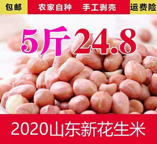 2020 Shandong sugar-free fresh selected pink shell-free large grain raw peanut rice 5 pounds extra large premium promotion