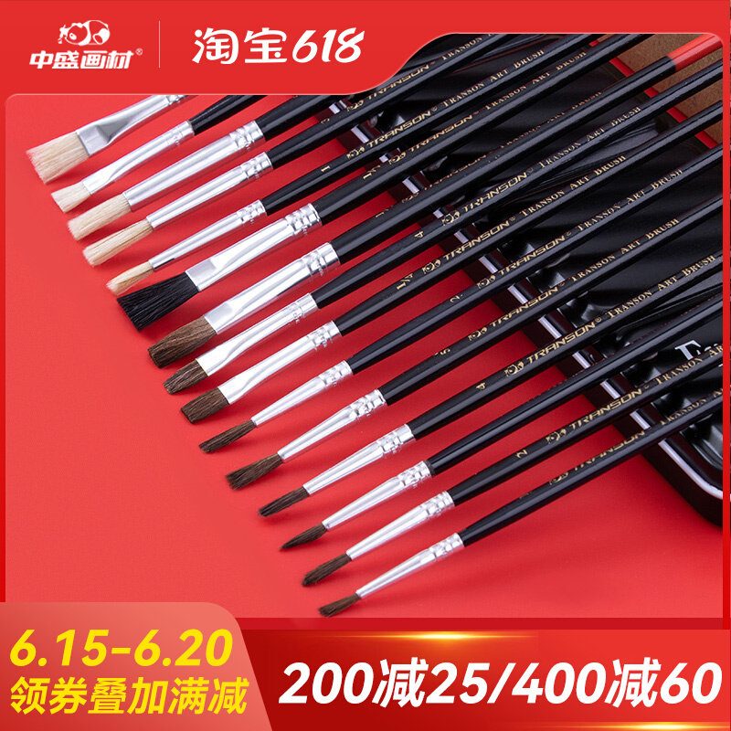 Medium Sheng Drawing Materials Beginology Oil Paintbrush 15 Sleeves Brush applicable propylene Oil Painting Water Watercolor Painting Pen