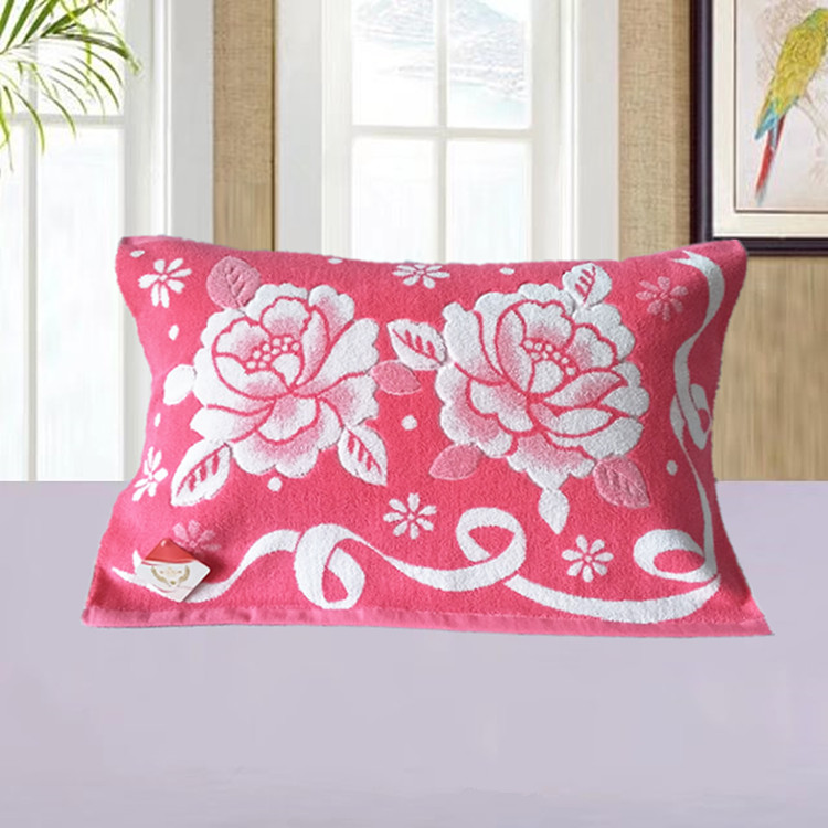 Gối khăn bông người lớn jacquard dày mã hóa mềm màu hồng cổ điển cặp khăn gối khăn bông không phai