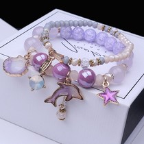 South Korea Dongdaemun new sweet dolphin shell beaded bracelet female hand decoration Japanese and Korean simple multi-layer student bracelet